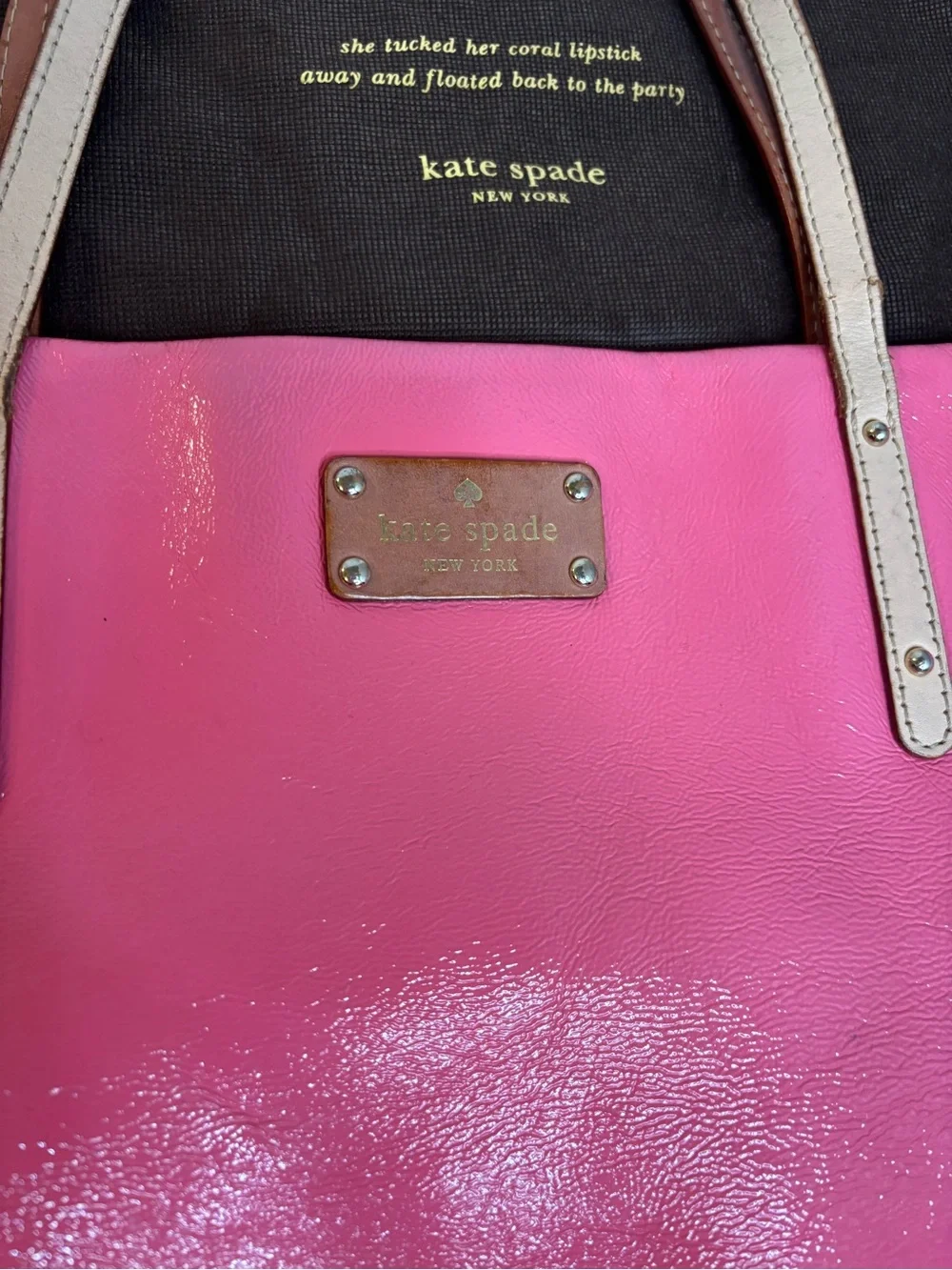 kate spade Hot Pink Patent Leather Tote with leather Straps